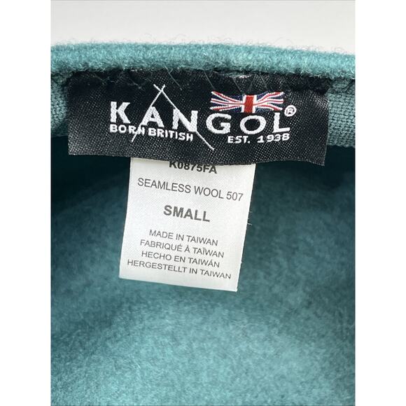 Kangol Wool Ivy Flat Cap Hat Size Small Green Blue Cabbie Newsboy Felted - Picture 7 of 8